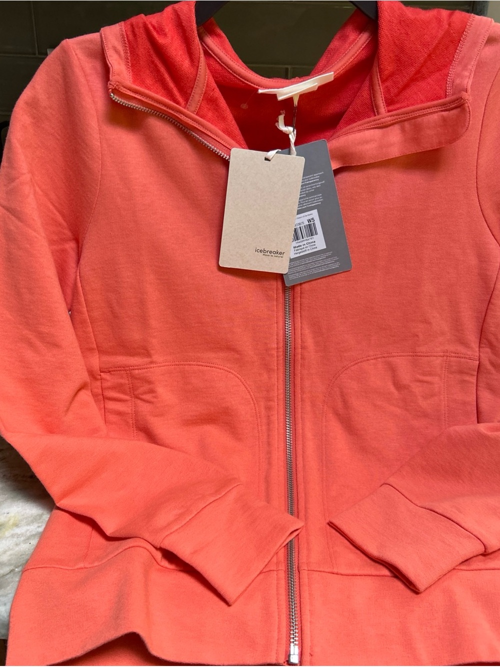 ICEBREAKER  Central Classic Long Sleeve Zip Hoodie Orange Women S Wool Blend New